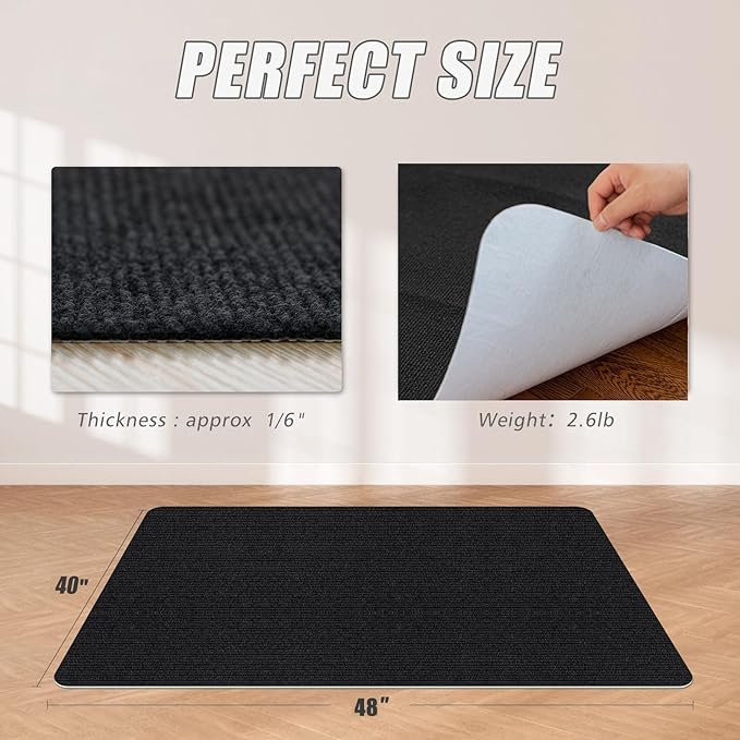 Sycoodeal Office Chair Mat for Hardwood Floor,Office Computer Gaming Chair Mat for Tile Floor,Large Floor Protector Rug,Anti-Slip,Easy to Clean,Black(40"x48")