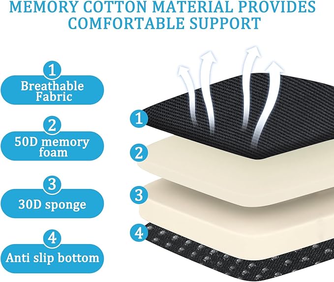 MINUPWELL 6" Extra Thick Office Chair Cushion, 2 Layers Memory Foam Adult Booster Seat Cushion, Thick Wheelchair Cushions, Thick Adult Booster seat Chair Cushion for Car Seat - 18x16x6in -（Black）