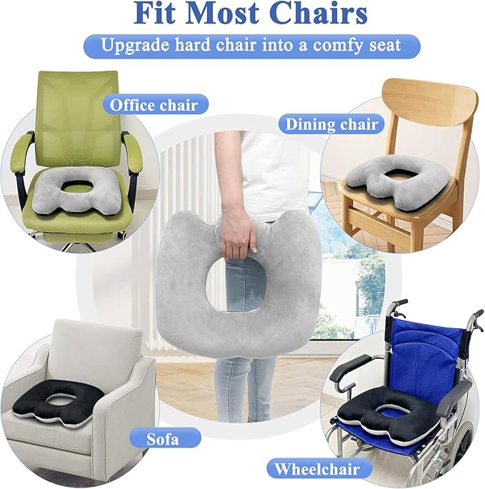 Donut Pillow Seat Cushion for Office Chair Cushion Butt Pillows for Sitting Tailbone Sciatica Pain Relief Chair Seat Coccyx Cushion Hemorrhoid Pillow Donut Chair Cushions for Postpartum Long Sitting