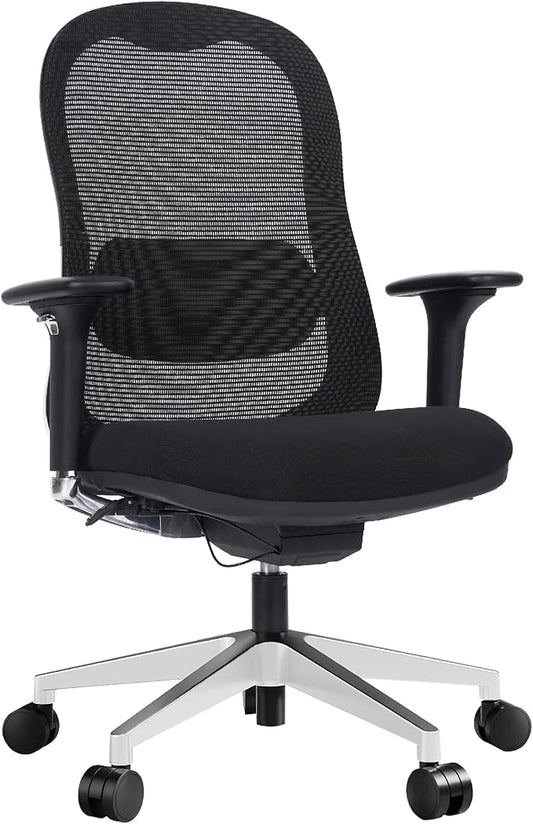 WorkPro® Uomo Ergonomic Mesh/Fabric Mid-Back Office Chair, Black/Chrome, BIFMA Compliant