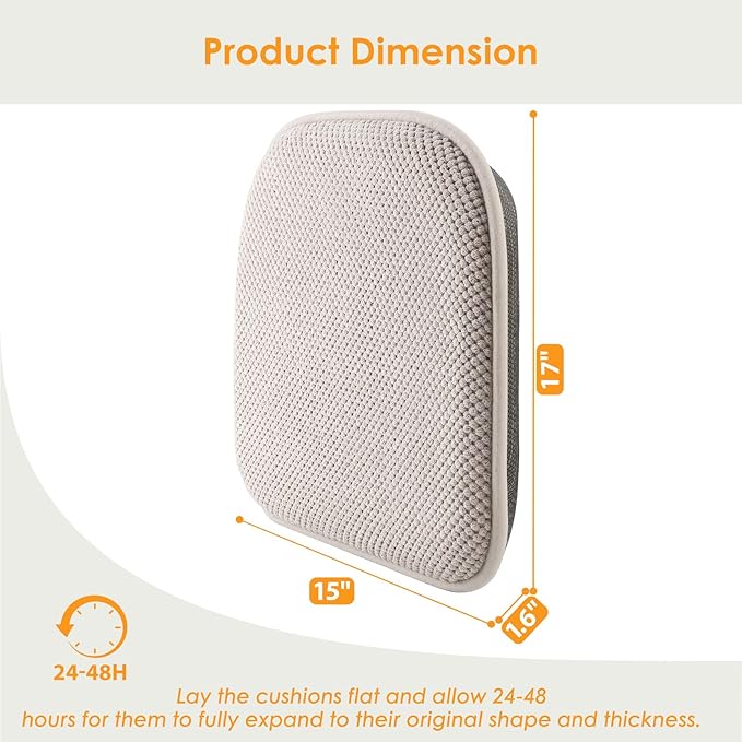 SWEMSTAR Chair Cushions - 15"*17" Kitchen Dining Chair Pads Foam Seat Cushion for Chairs Barstool Cushions Non Slip Seat Pad Set of 2 - Beige