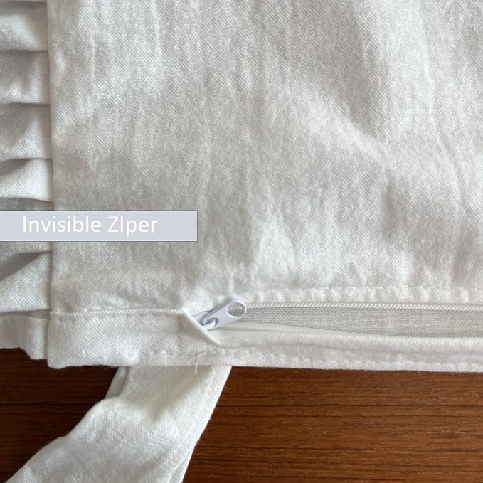 Korean Made Chair Pad Slipcover 17.5'x17.5' Chair Cushion Cover Ties with Ruffle Farmhouse Decor Covers Only, Gift for Mom (Solid White) Stocking Stuffer