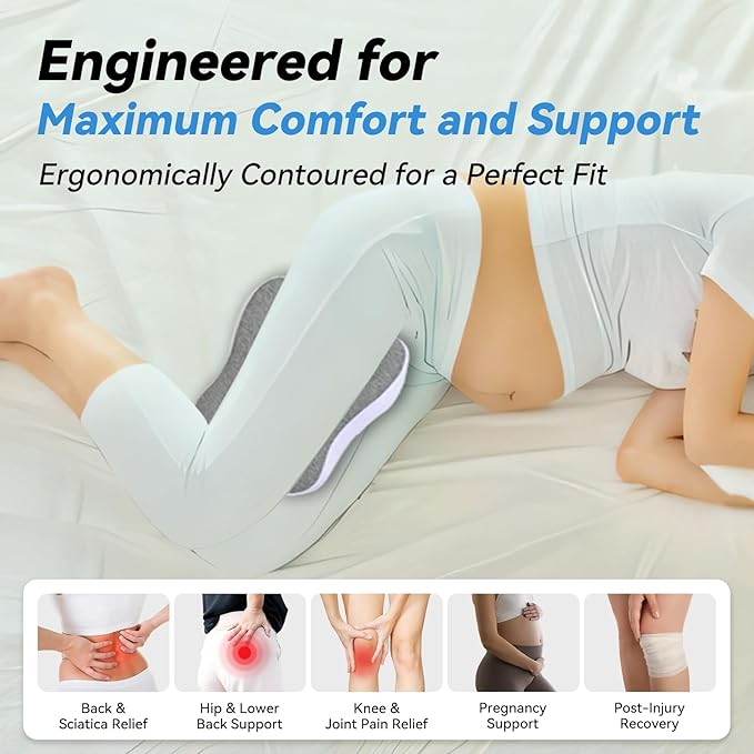 UJPFEO Knee Pillow for Side Sleepers,Leg Pillows for Sciatica,Knees,HIPS,Joints Between Legs,Back Pain Relief When Side Sleeping Spine Alignment Support for Knee Surgery Recovery,Grey