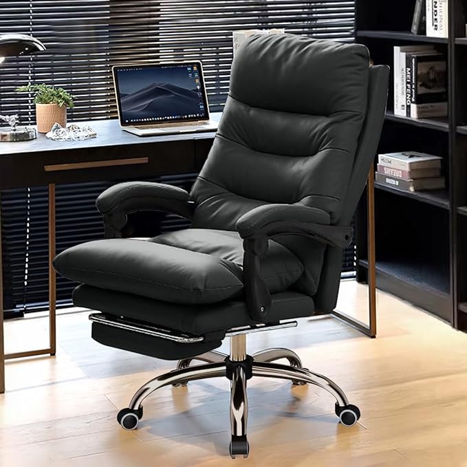 Office Chair with Foot Rest Adjustable Height Soft Padded Desk Chair High Back Computer Chair for Home, Office