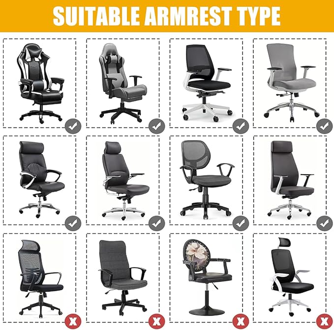 Smiry Stretch Printed Office Chair Armrest Covers, 2 Pcs Soft Fit Removable Washable Computer Desk Chair Arm Covers Protector, Navy Blue