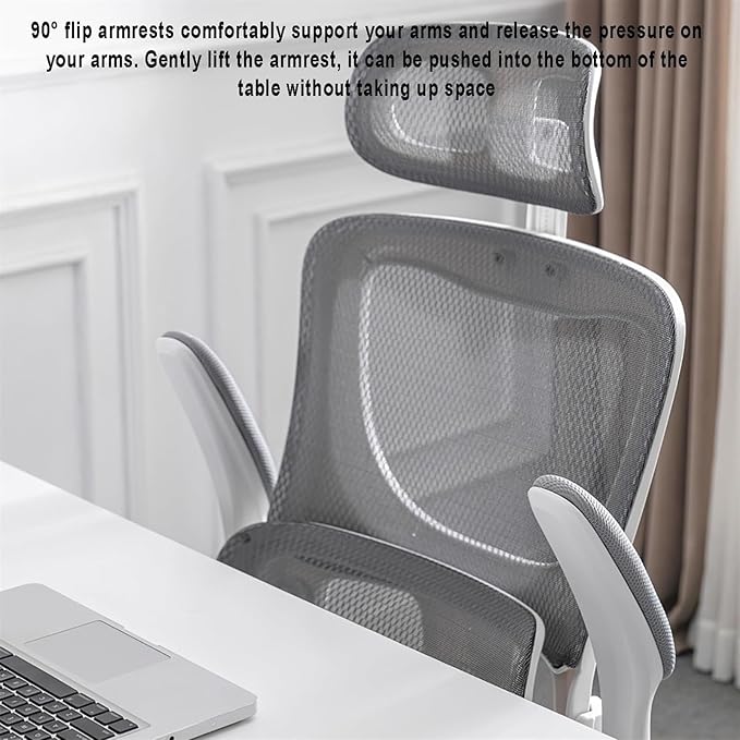 Mesh Computer Chair, Home Office Desk Chair, High Back Swivel Task Chair with Lumbar Support, Adjustable Height, Armrest,Headrest(Black)