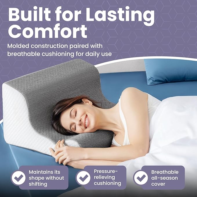 Zerora Reading Pillow for Sitting Up in Bed Rest, Lumbar Neck Support Pillow with Back Support, Home Bedroom Sofa Dorm Essentials for Sleeping Reading Gaming Foot Rest Floor Chair Cushion (Grey)