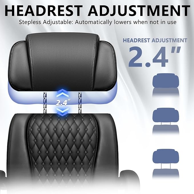 Office Chair with Foot Rest 400lbs, High Back Leather Office Chair Big and Tall, Heavy Duty Ergonomic Executive Desk Chair for Home Office, Black