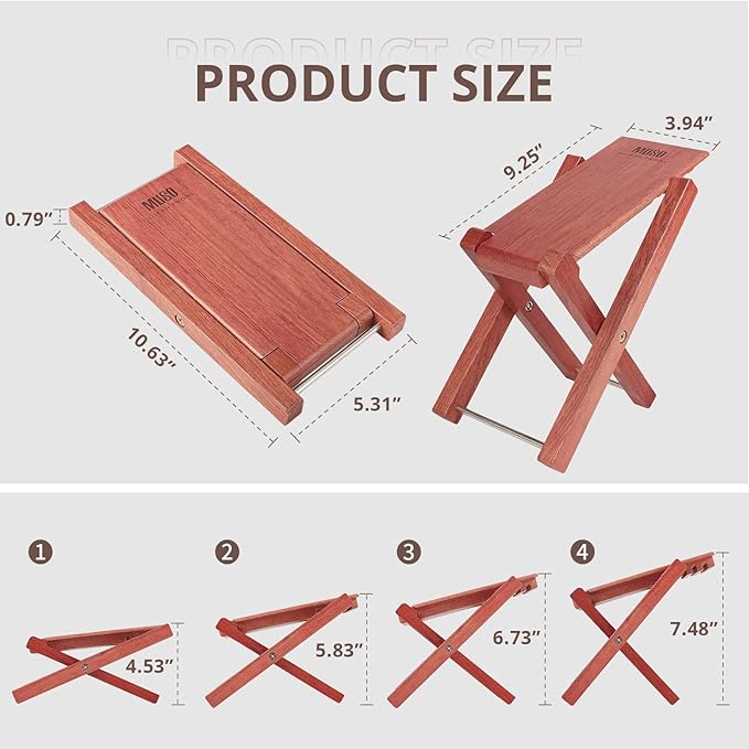 Guitar Stool Foot Rest, Adjustable Foot Stool Folded Wooden Guitar Pedal,Pedicure Foot Stool Footrest 4 Level (Bubinga)