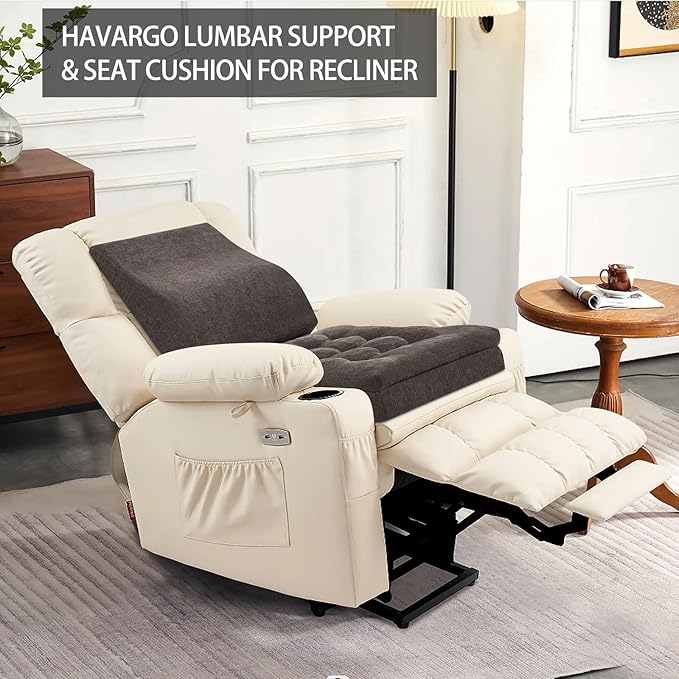 Recliner Cushions for Elderly with Lumbar Support, Patent Design 20x20x4 Inch Thick Chair Cushion Soft Tufted Dual Layer Booster Seat Cushions for Seniors Recliner Risers Taupe 1 Set
