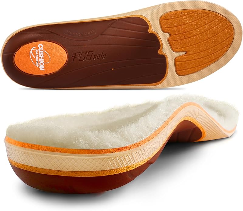 PCSsole Plantar Fasciitis Insoles Men Women- 220+lbs Heavy Duty High Arch Support Inserts with Comfort Cushion Orthotic Pain Relief Insoles for Flat Feet - Arch Pain - Heel Pain -Work Boot Shoe Insole