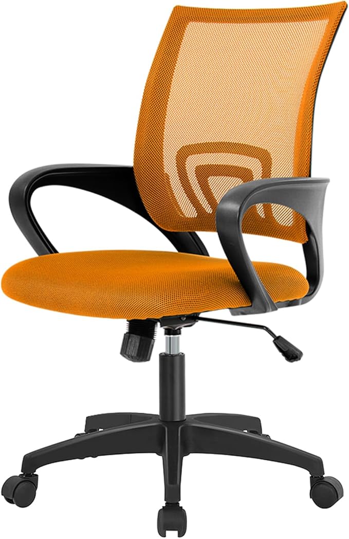 Ergonomic Office Desk Chair - Mesh Computer Task Swivel Chair with Lumbar Support, Modern Executive Adjustable, Orange