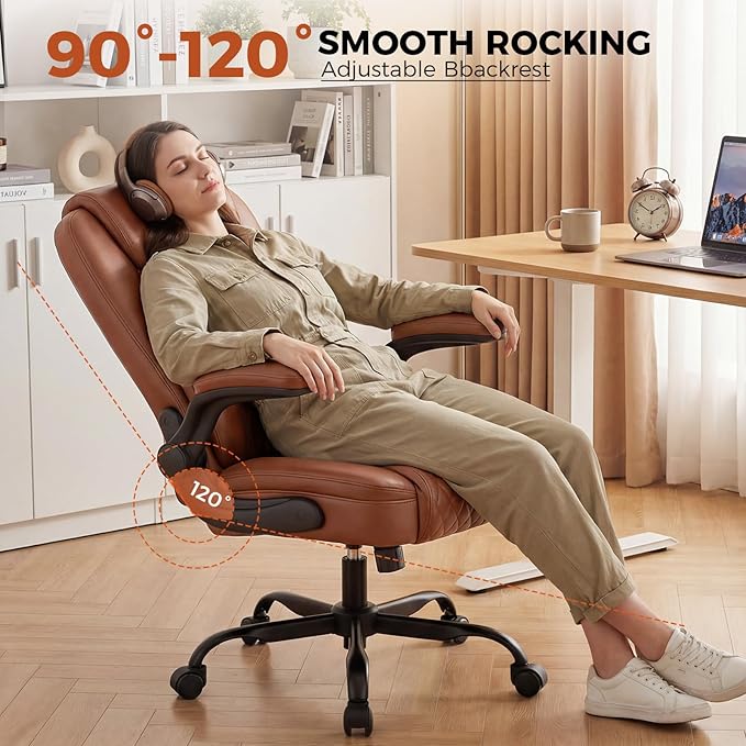 COMHOMA Leather Office Chair Ergonomic Computer Gaming Chair with Comfy Back Support, Executive Mid-Back,Small Gmaing Chair with Adjustable Armrests, for Short People Use, Rolling Swivel for Adults