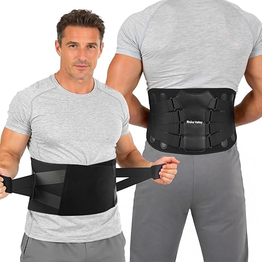 Back Brace for Men, Support Brace for Lower Back Pain Relief, Adjustable Lumbar Support Belt with Lumbar Pad, Ergonomic Breathable Immediate Relief Brace for Herniated Disc Sciatica Scoliosis, L