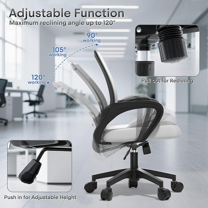 Ergonomic Office Chair 2P - 330Lbs, Breathable Mesh Computer Desk Chair with Lumbar Support & Armrest, Rolling Swivel Adjustable Tilt Lock for Home Office/Gaming, Bedroom Study