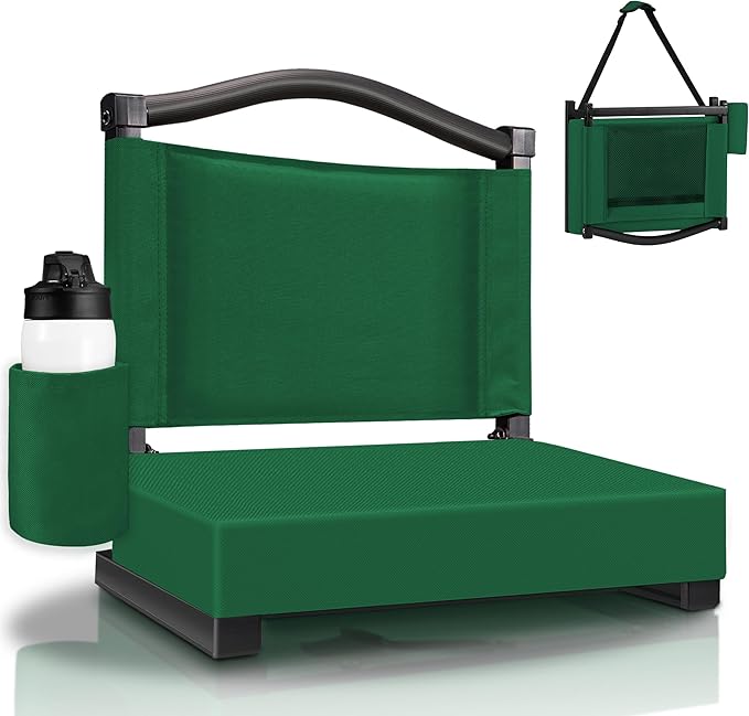 HABUTWAY Stadium Seats with Back Support and Thick Cushion Bleacher Seats with Backs and Cushion Wide, Stadium Chairs Include Shoulder Strap and Pocket, Perfect for Sports Events