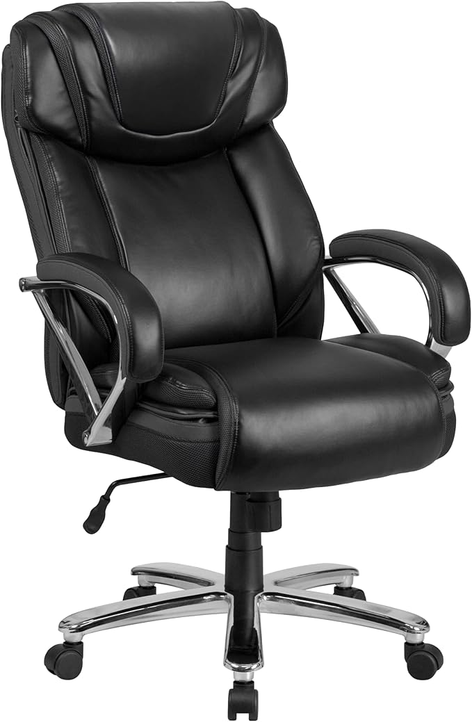 Flash Furniture HERCULES Series Big & Tall 500 lb. Rated Black LeatherSoft Executive Swivel Ergonomic Office Chair with Extra Wide Seat