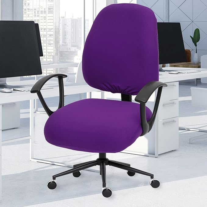 Super Stretchable Separate Office Chair Seat Covers - Universal Spandex Computer Chair Slipcover - 180GSM Washable Rotating Backrest Coverings & Cushion Protectors for Dogs, Cats, Pets