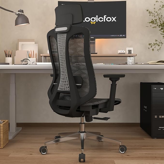 Logicfox Ergonomic Office Chair for Long Hours – Advanced Lumbar Support, 3D Adjustable Armrests & Headrest, High-Back Mesh Chair Designed for 8–10H Daily Comfort (Up to 300 lbs)