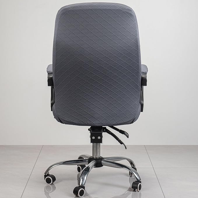 Melaluxe Office Chair Cover with Armrest Covers， Universal Stretch Desk Chair Cover, Computer Chair Slipcovers (Size: L) - Dark Gray