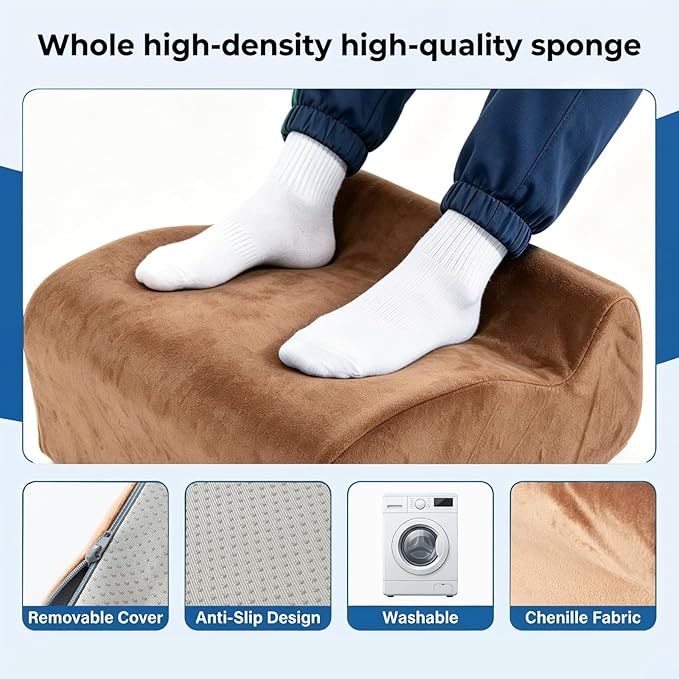 Foot Rest for Under Desk at Work. Multifunctional 3-Tier Foot Stool Office Desk Accessories, Soft Ergonomic Footrest,Support Foot Pillow,Heel Chair,Leg Elevation Pillow (Brown, One Size)