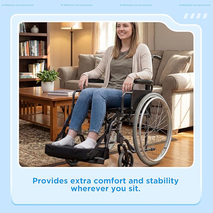 2 Set Leg Rest Footrest Hammock with Thick Memory Foam Pad Adjustable Footrests for Wheelchairs Hanging Foot Sling Wheelchair Accessories for Foot Rest Replacement