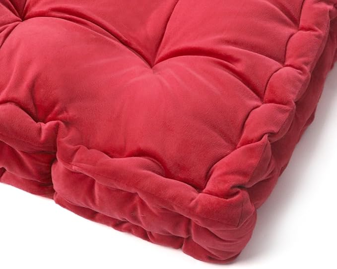 vctops Chair Cushion for Dining Chair, Soft Velvet Square Seat Cushion with Ties Cozy Indoor Chair Pad Cushion for Office Kitchen Dining Room (Bright Red,16"x16")