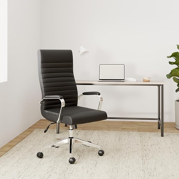 STAPLES Bentura Ergonomic Manager & Executive Office Chair, High Back Swivel, Adjustable Height, Bonded Leather, Black