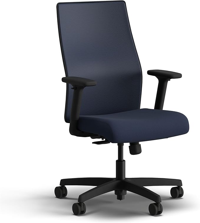 HON Ignition 2.0 Mid Back Task Chair, Spectrum Mesh, Standard Synchro-Tilt Control, Office Chair with Lumbar Support, Height and Width Adjustable Arms, Black Frame, Blueberry