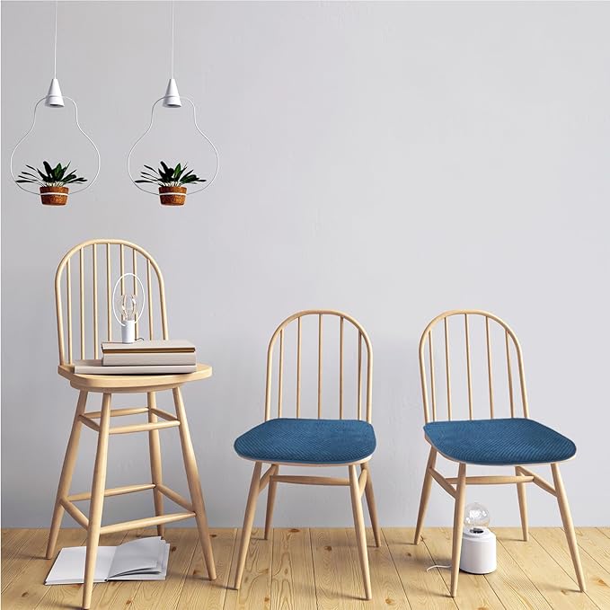 Blue Chairs Cushions for Dining Chairs 6 Pack Non Slip Foam Kitchen Seat Cushions Washable Soft Thick Patio Pads Large Wooden Metal Tapered Chair Cushions,17" x 15"