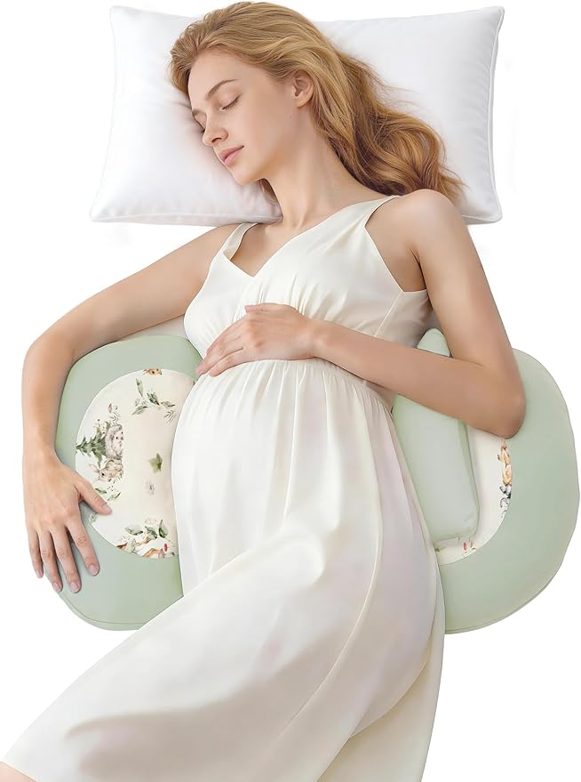 PATPAT Pregnancy Pillow for Sleeping, Maternity Pillow with Removable Cooling Cover, Support for Back, Belly and Hips, Portable Travel Wedge Pillow for Pregnant Women with Adjustable Small Pillow