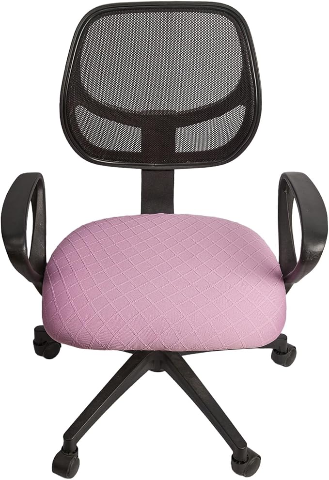 Melaluxe Stretch Jacquard Office Chair Cover, Removable Washable Desk Chair Cover Rotating Chair Seat Slipcover, Light Purple