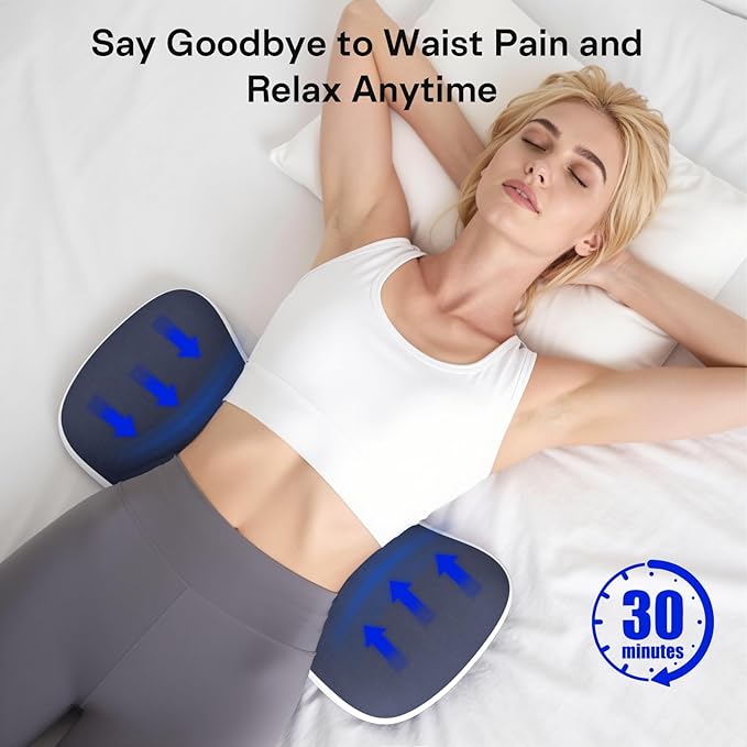 Lumbar Support Pillow for Bed, Memory Foam Pillow for Back Pain Relief, Lower Back Pain Relief Pillow for Sleeping, Adjustable Lumbar Pillow for Sleeping, Bed, Car, Couch (White - Navy Blue)