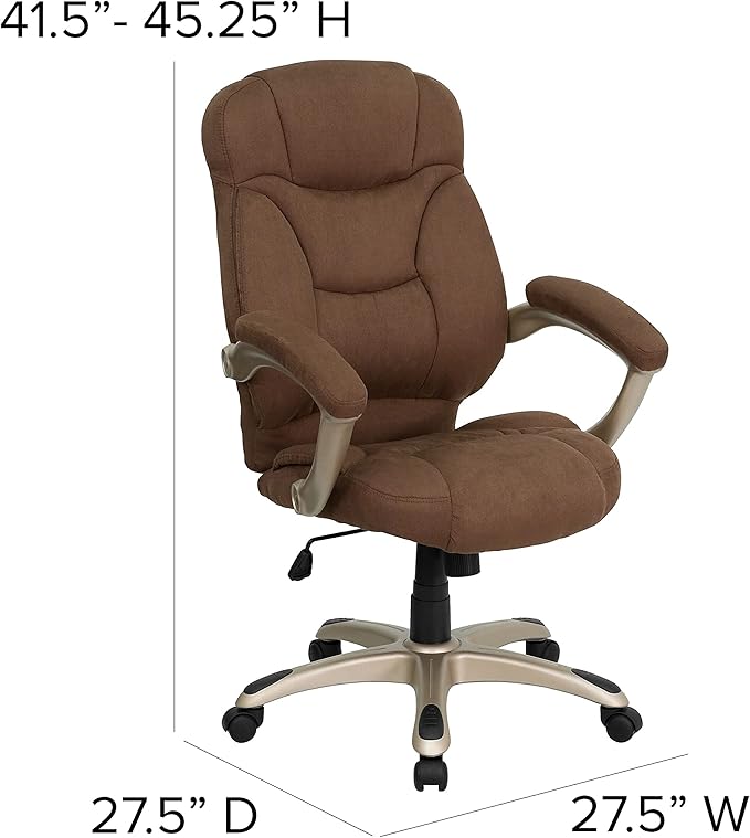 Flash Furniture Jessie High Back Brown Microfiber Contemporary Executive Swivel Ergonomic Office Chair with Arms