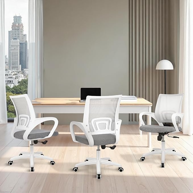 ETONEX Office Chair with Ergonomic Mid Back Cushion Lumbar Support Adjustable Swivel Rolling Computer Gaming Desk Chair Comfy Mesh Seat Wheels Home Executive Use (1, Grey)