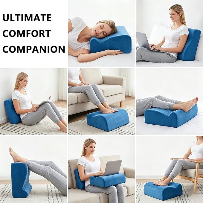 Foot Rest for Under Desk at Work. Multifunctional 3-Tier Foot Stool Office Desk Accessories, Soft Ergonomic Footrest,Support Foot Pillow,Heel Chair,Leg Elevation Pillow (Blue, One Size)