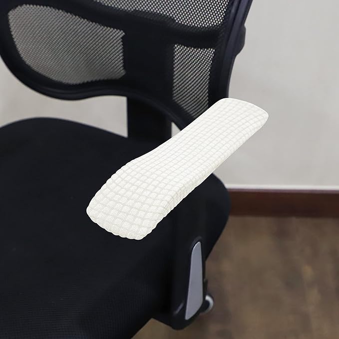 FORCHEER Office Chair Armrest Covers 10-13 inch Long Stretchable Water Resistant Jacquard Desk Chair Arm Rest Covers for Computer Chair Arm Removable Washable 2 Pieces-Cream