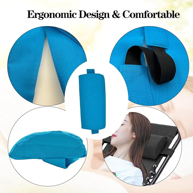 Zero Gravity Chair Set of 2 Replacement Pillow Headrest with Elastic Band, Universal Soft Removable Padded Cushion Head Pillow for Zero Gravity Lounge Chair, Folding Patio Lawn Recliner Chair