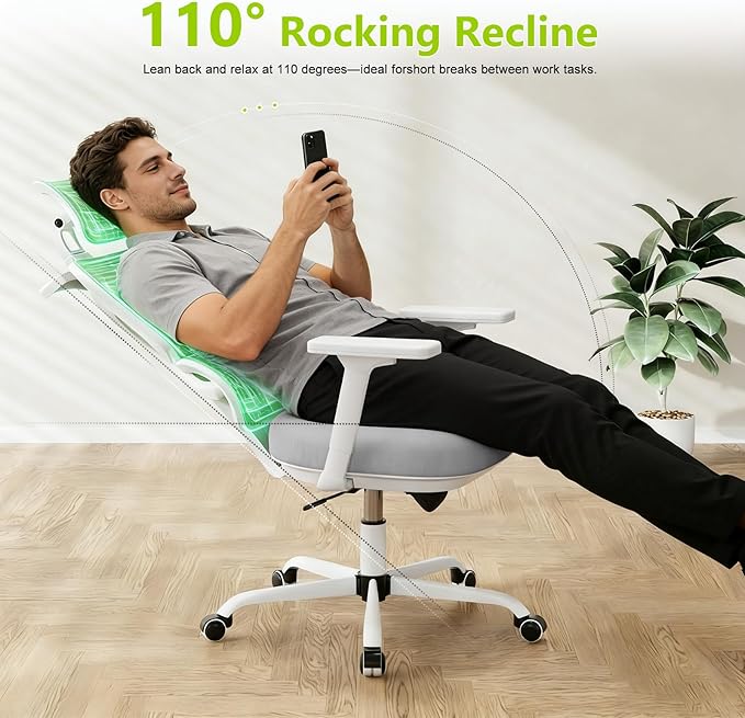Ergonomic Office Chair Mesh Desk Chair with Lumbar Support and Headrest, High Back Computer Chair with Armrest and Tilt Lock, Home Office Desk Chairs for Men Women