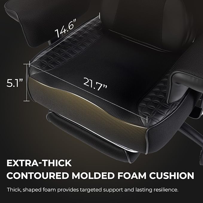 Dowinx Big and Tall Office Chair with Massage Lumbar Support,Executive Office Chair with Wide Thick Seat Cushion and Adjustable Armrest,Mesh Computer Gaming Chairs with Footrest,Black
