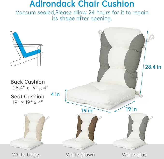 Rocking Chair Cushions Set - Non-Slip Adirondack Chair Cushions with Ties Indoor/Outdoor Rocking Chair Pad for Living Room, Bedroom, Balcony, Office