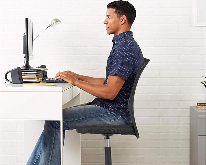 Ergonomic Office Mesh Support Modern Executive Mid Back Rolling Swivel Chair for Men&Women, Black (Home Office Desk Chair)