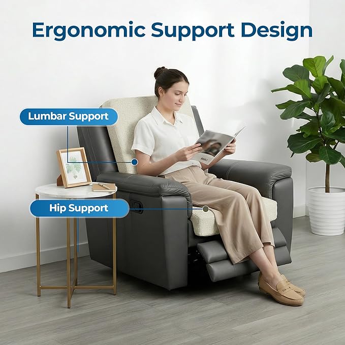 Ganondorf Extra Large Egg Crate Recliner Seat Cushion for Elderly Tufted Furry Booster Foam Cushion, Pressure Relief for Long Sitting Orthopedic Chair Cushion for Recliners Office Chairs, White