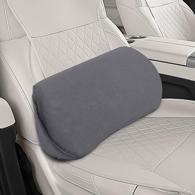 wuyaoyao Lumbar Support Pillow for Car, Memory Foam Auto Seat Lower Back Support Cushion for Back Pain Relief, Ergonomic Comfortable Driving Seat Lumbar Pillow, Universal Car Accessories (Dark Gray)