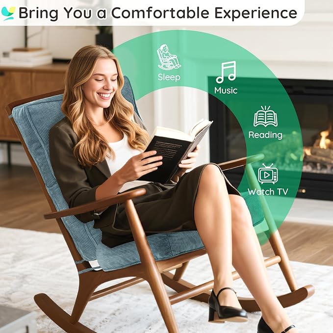 Rocking Chair Cushion - Non-Slip Thick Rocking Chair Pad Indoor with Ties High-Back Rocker Cushion Set for Porches Balconies Nurseries & Living Rooms