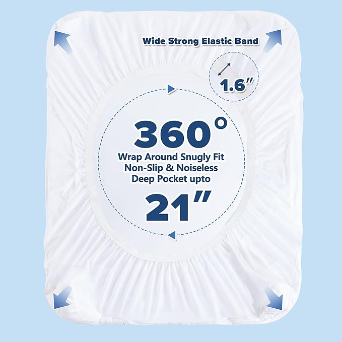 ELVEN HOME King Mattress Pad for Back & Hip Pain Relief, Pillow Top Cooling Bed Topper Quilted Fitted, Hotel Quality Deep Pocket Soft King Mattress Protector Cover Washable (78x80 inch, White)