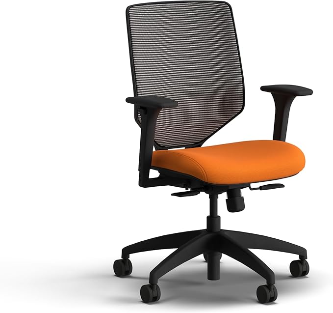HON Solve Office Chair, Ergonomic Office Chair Mesh Back Support, Adjustable Lumbar Support, Height Adjustable Arms, Black Frame, Apricot