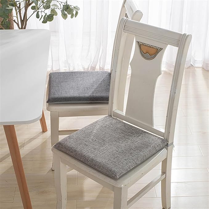 Lifup 6 Pack Chair Cushion Memory Foam Pads, Square Non-Slip Thick Dining Chair Cushions with Ties and Removable Cover for Home Office Restaurant Chair Pads Grey 2 18 x 18 Inch