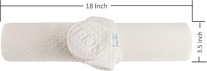 Comfort Memory Foam Neck Roll and Cervical Bolster Round Pillow with Removable Washable Soft Cover for Spine and Neck Back Lumbar Leg Vertebra Support (18"x3.5" Pillow Firm)