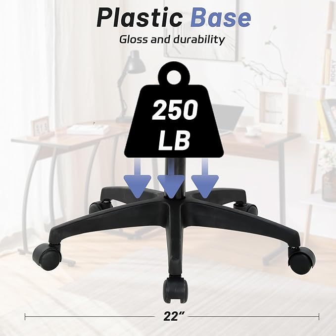 Office Chair,Mesh Office Chair with Arm and Wide Comfortable Seat,Ergonomic Desk Chair with Lumbar Support,Work Chairs for Home Office,Adjustable Rolling Office Chair,Blue